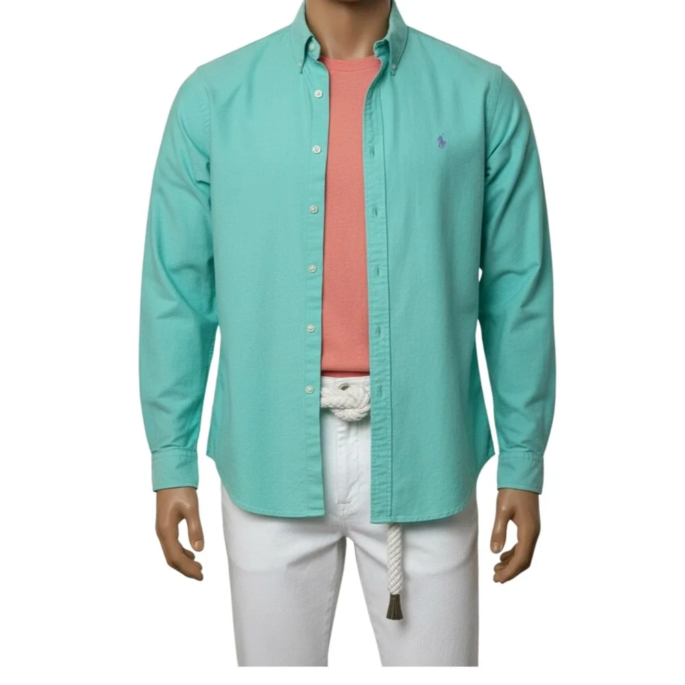 Polo Ralph Lauren Mens XXL Oxford Shirt Mint Seafoam Green Cotton Button Down LS